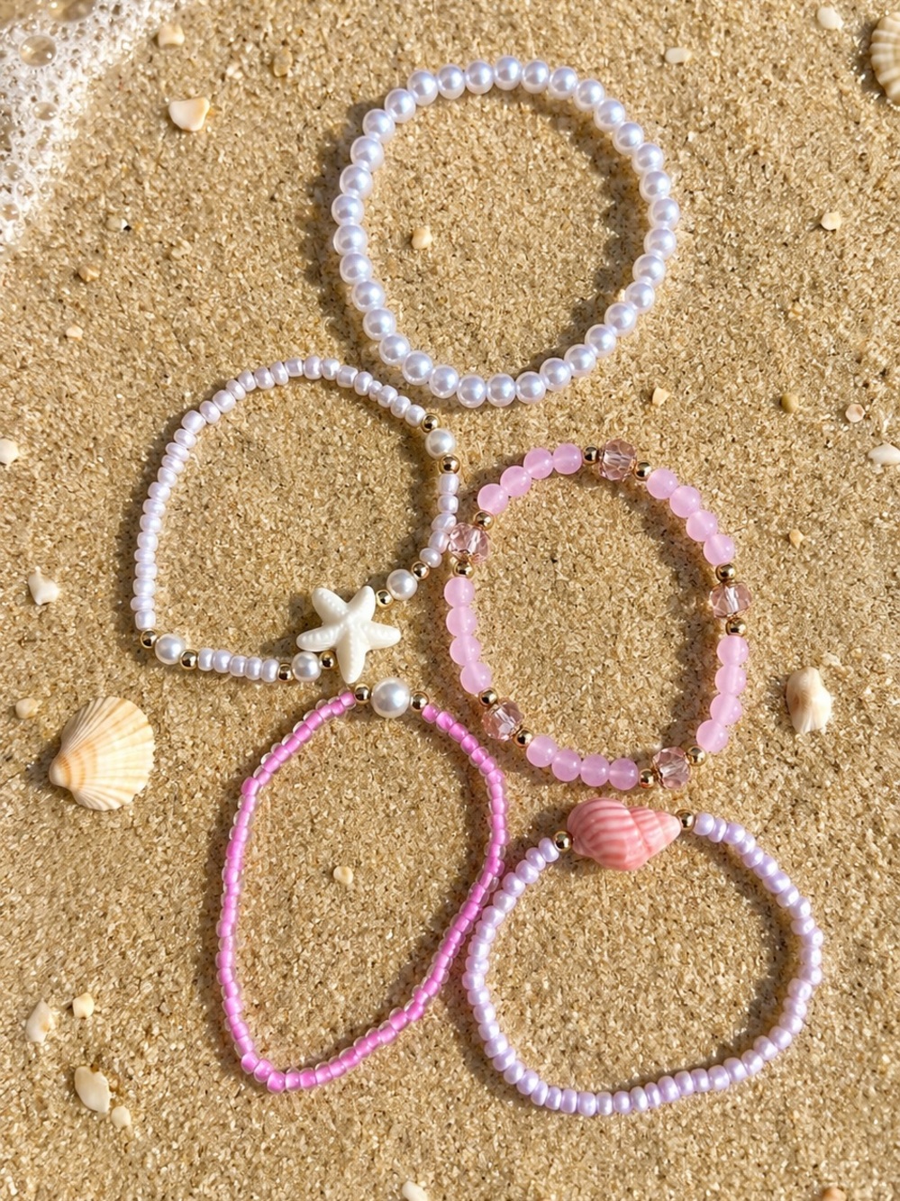 Pink Beaded Bracelet Set with Starfish Accent - Picture 3 of 3